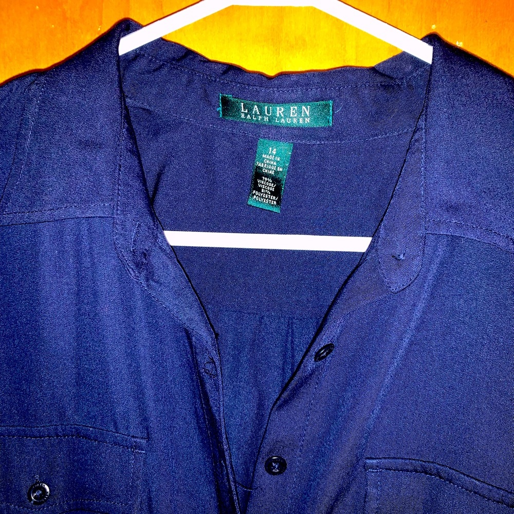 Jumpsuit Navy slim line pant legs Ralph Lauren
